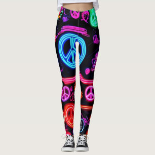 Neon Peace-symbolenpatronen Leggings