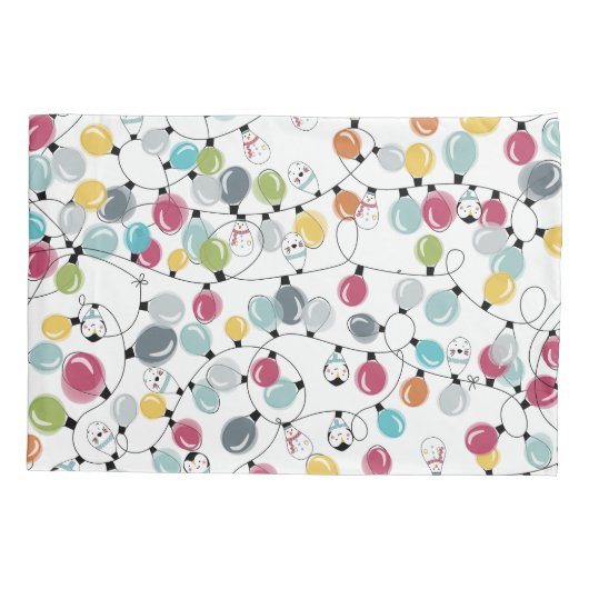 Neon Penguin-kerstballonnen Kussensloop (Achterkant)