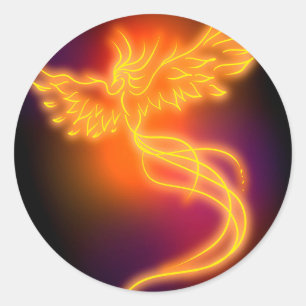 Neon Phoenix Ronde Sticker