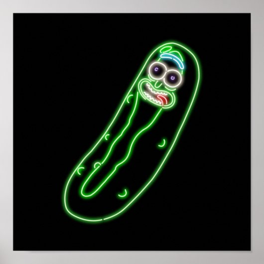 Neon Pickle Rick Black Poster (Voorkant)