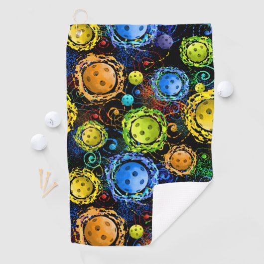 Neon Pickleball Pattern Sweat Towel Golfhanddoek (Insitu)