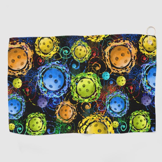 Neon Pickleball Pattern Sweat Towel Golfhanddoek (Horizontaal)