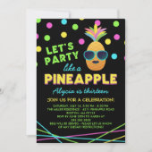 Neon Pineapple Birthday Party Kaart (Voorkant)