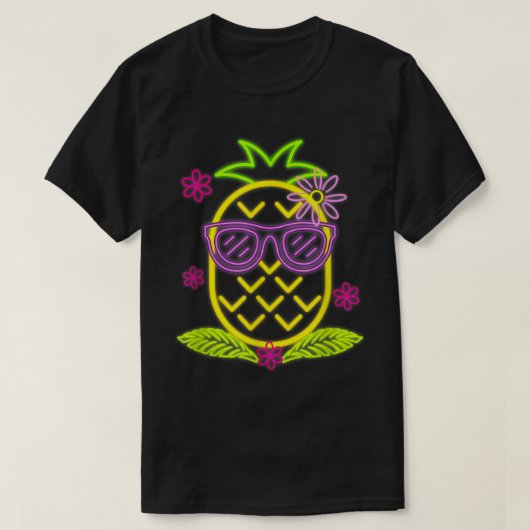 Neon Pineapple Summer Vibes Design T-shirt (Design voorkant)