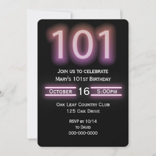Neon Pink 101e anniversaire de fête Invitation
