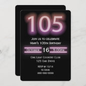 Neon Pink 105e anniversaire de fête Invitation (Devant / Derrière)