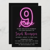 Neon Pink 10e anniversaire Invitation (Devant / Derrière)