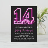 Neon Pink 14e anniversaire Invitation (Debout devant)