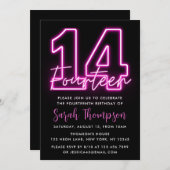 Neon Pink 14e anniversaire Invitation (Devant / Derrière)