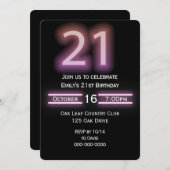 Neon Pink 21e Anniversaire Fête Invitation (Devant / Derrière)