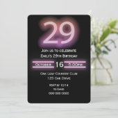 Neon Pink 29e anniversaire de fête Invitation (Debout devant)