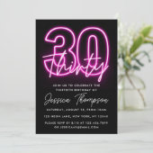 Neon Pink 30e verjaardag Uitnodiging (Staand voorkant)