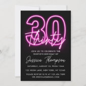 Neon Pink 30th Birthday Invitation (Devant)