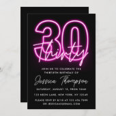 Neon Pink 30th Birthday Invitation (Devant / Derrière)