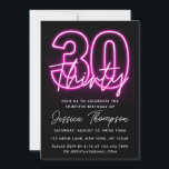 Neon Pink 30th Birthday Invitation<br><div class="desc">Le design présente des graphismes rose néon sur le côté avant. Parfait pour les filles.</div>