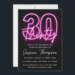 Neon Pink 30th Birthday Invitation<br><div class="desc">Le design présente des graphismes rose néon sur le côté avant. Parfait pour les filles.</div>