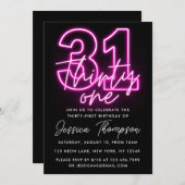 Neon Pink 31st Birthday Uitnodiging (Voorkant / Achterkant)