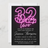 Neon Pink 32e Invitation d'anniversaire (Devant)