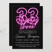 Neon Pink 33e Invitation d'anniversaire (Devant / Derrière)