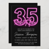 Neon Pink 35th Birthday Invitation (Devant / Derrière)