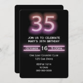 Neon Pink 35th Birthday Party Invitation (Devant / Derrière)