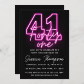 Neon Pink 41ème anniversaire Invitation (Devant / Derrière)