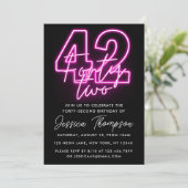 Neon Pink 42e Invitation d'anniversaire (Debout devant)
