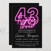 Neon Pink 43e Invitation d'anniversaire (Devant / Derrière)