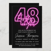 Neon Pink 48e anniversaire Invitation (Devant / Derrière)