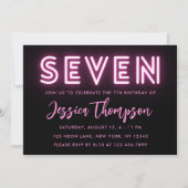 Neon Pink 7e anniversaire Invitation (Devant)