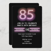 Neon Pink 85e anniversaire de fête Invitation (Devant / Derrière)