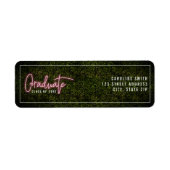 Neon Pink "Afstuderen" Klasse Greenery Afstuderen Etiket (Voorkant)