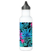 Neon Pink and Blue Tropical Plant Pattern Waterfles (Links)