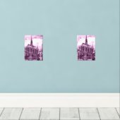 Neon pink and cobalt bridge arcs over a luminous c muurkunst sets (Houten vloer)