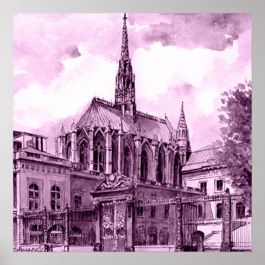 Neon pink and cobalt bridge arcs over a luminous c poster (Voorkant)