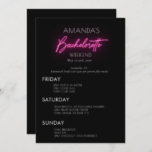 Neon Pink Bachelorette Weekend Itinerary Kaart