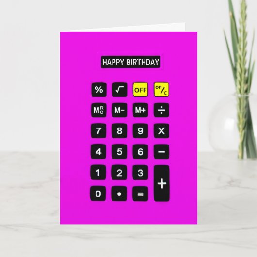Neon Pink Birthday Calculator Kaart (Voorkant)