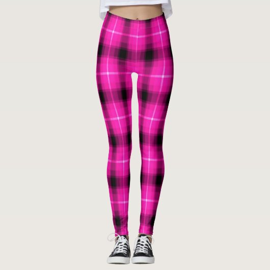 Neon Pink Black Licht Leggings (Voorkant)