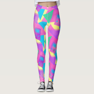 Neon Pink Blauwgroen Trendy 80's Game Music Leggin Leggings