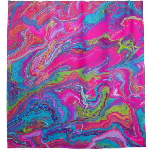 Neon Pink, Blue en Green Shower Curtain Douchegordijn (Voorkant)