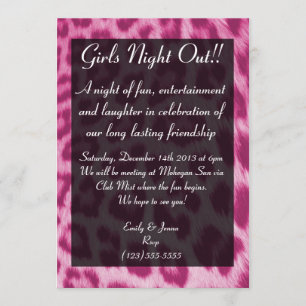 Neon Pink Cheetah Print Girls Night Out Uitnodigin Kaart