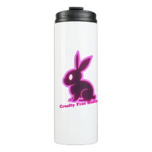 Neon Pink Cruelty-Free Bunny Bewerkbare tekst Thermosbeker