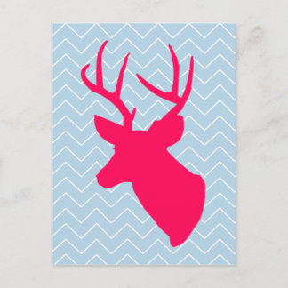 Neon Pink Deer Silhouette Briefkaart