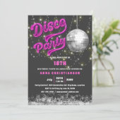 Neon Pink Disco Birthday Party Kaart (Staand voorkant)