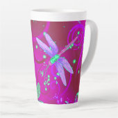 Neon Pink Dragonflies Latte Mok (Rechterhoek)