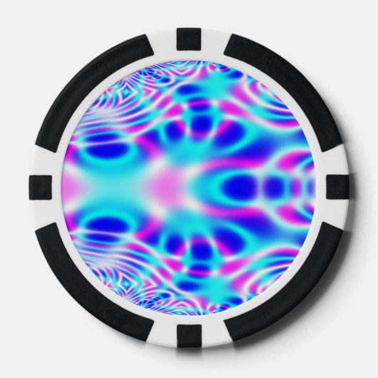 Neon Pink en Blue Rocket Abstract Poker Chips (Voorkant)