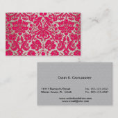 Neon Pink en Gold Damask Visitekaartje (Voorkant / Achterkant)