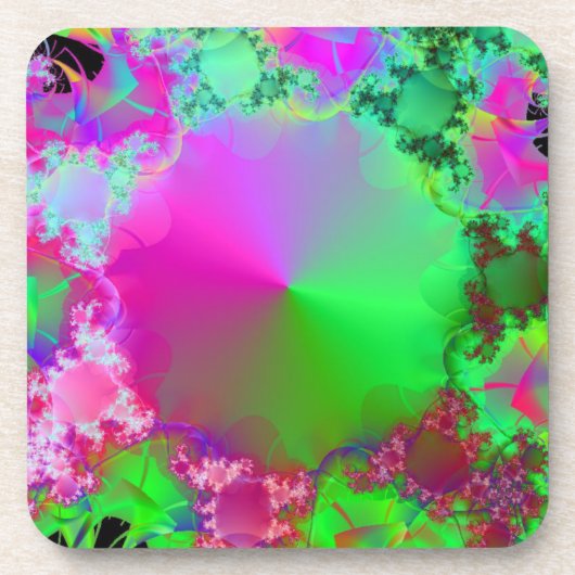 Neon Pink en Green Cone Bier Onderzetter (Voorkant)