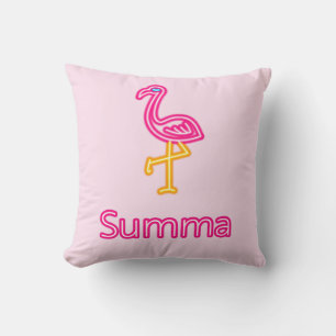 Neon Pink Flamingo Summa (zomer) Kussen