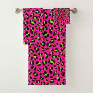 Neon Pink Fuchsia and Lime Green Leopard 80 Bad Handdoek